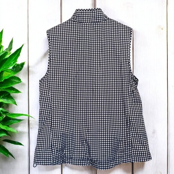 Talbots Womens Black & White Gingham Zip-Up Vest With Pockets Size Small - Picture 4 of 8